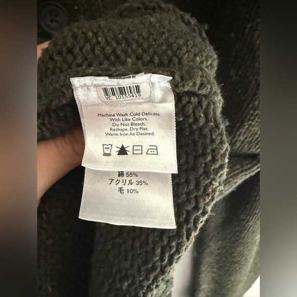 VTG Eddie Bauer Wool Blend Knit Pullover Henley Sweater Men’s SZ L Tall Green - Picture 4 of 7